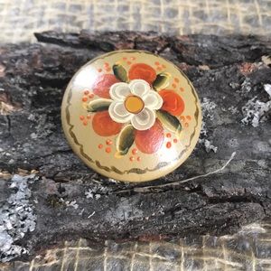 Hand painted vintage flower pin